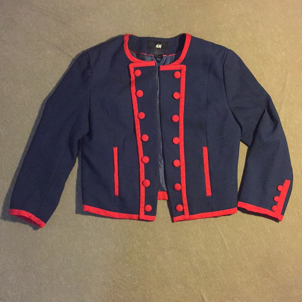 H&M red and dark blue blazer
